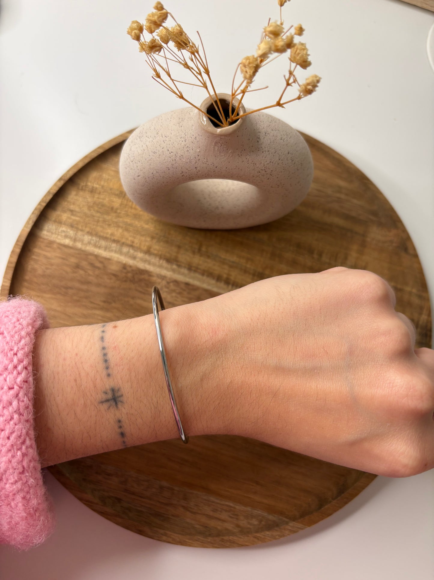 Bracelet Jonc argenté fin lisse