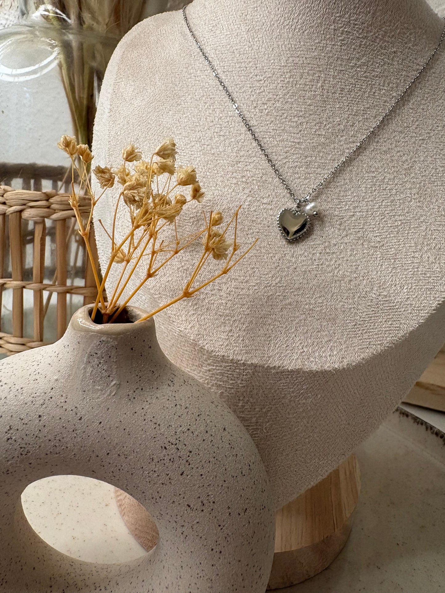 Collier Coeur + perle