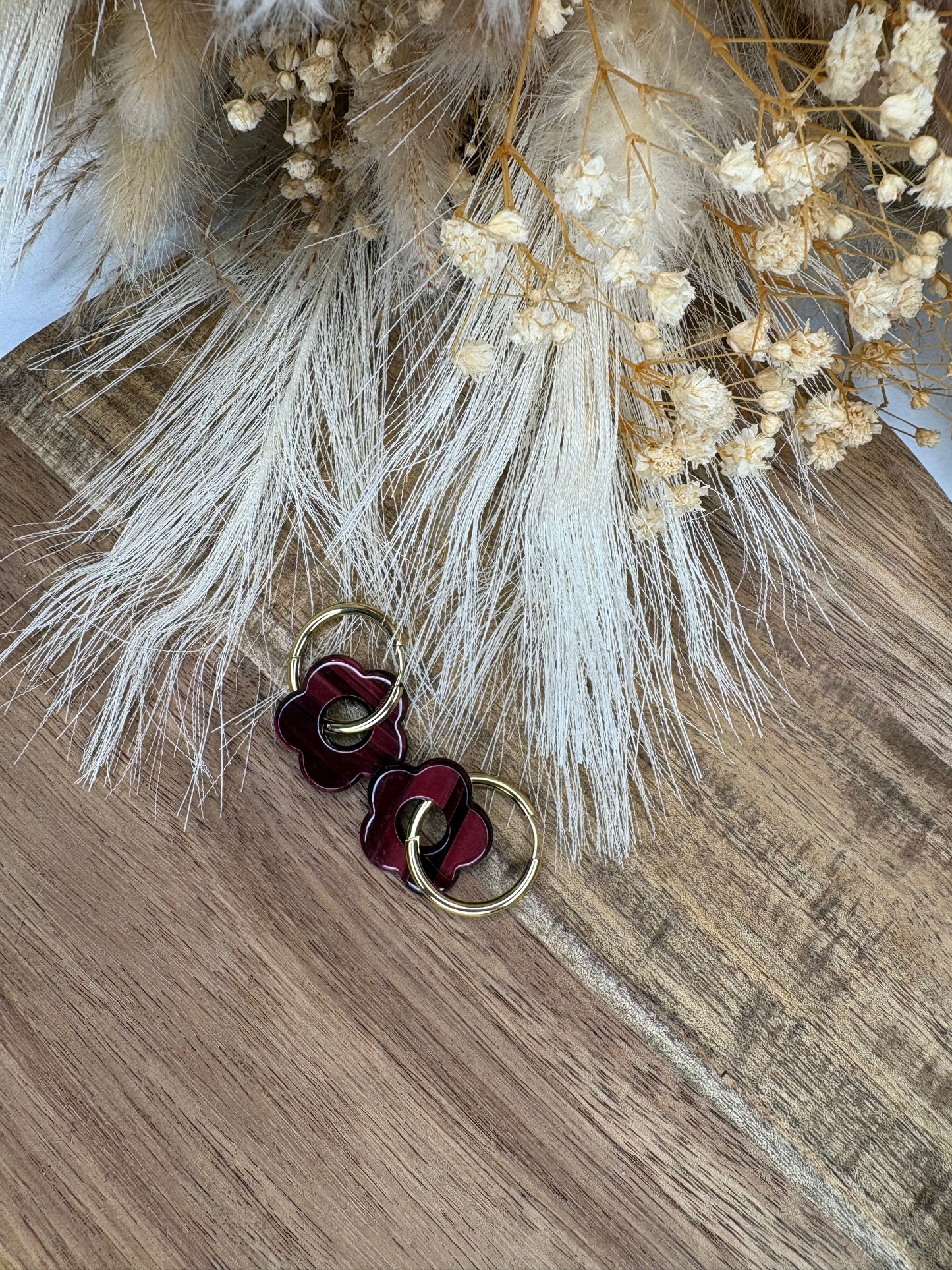 Boucle d’oreille pampille fleur