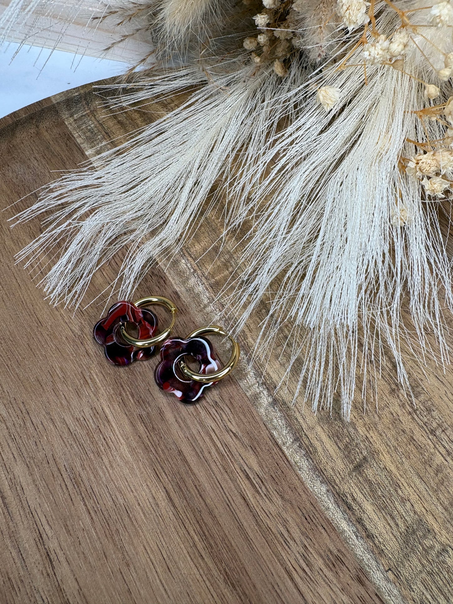 Boucle d’oreille pampille fleur