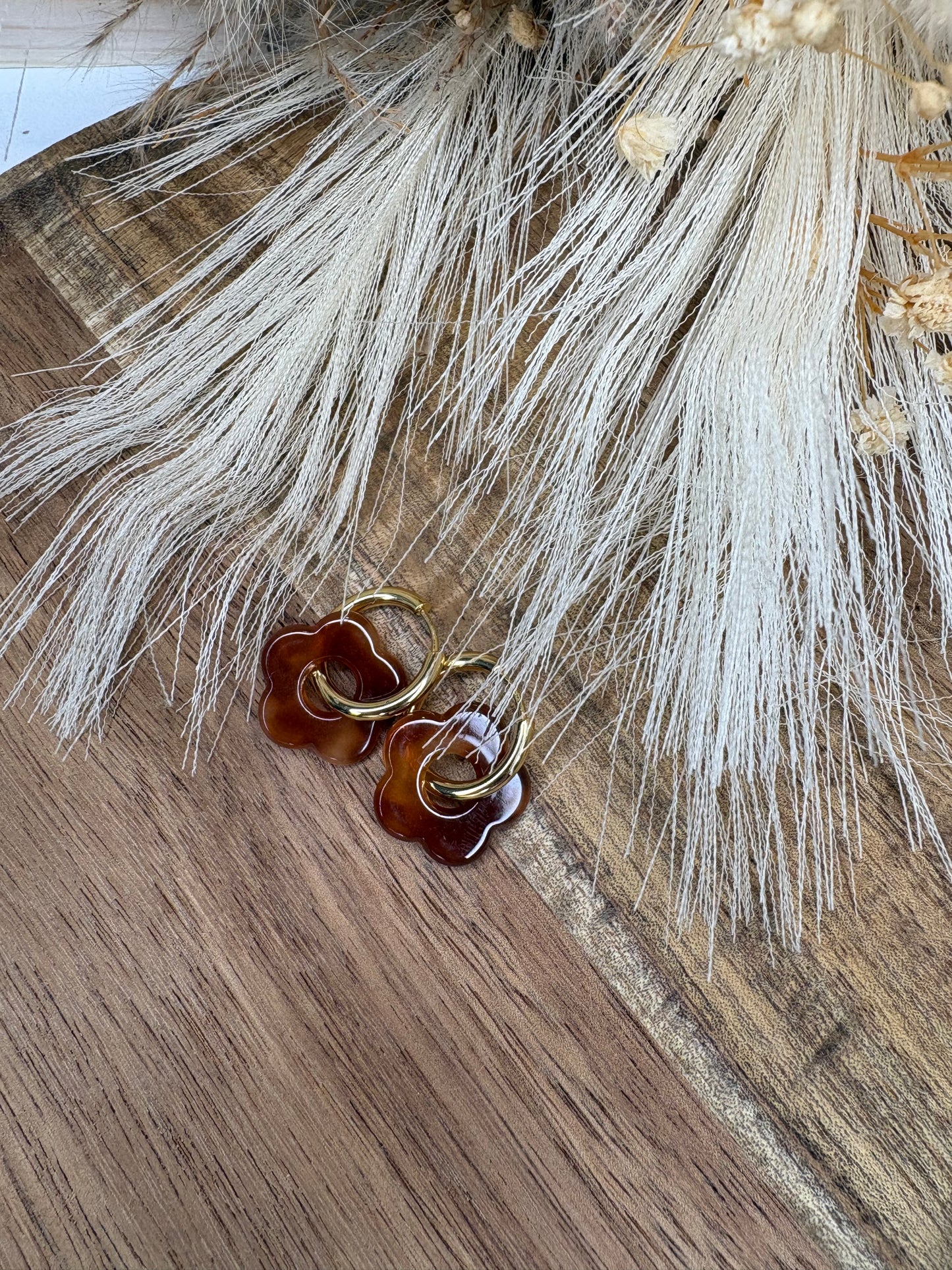 Boucle d’oreille pampille fleur